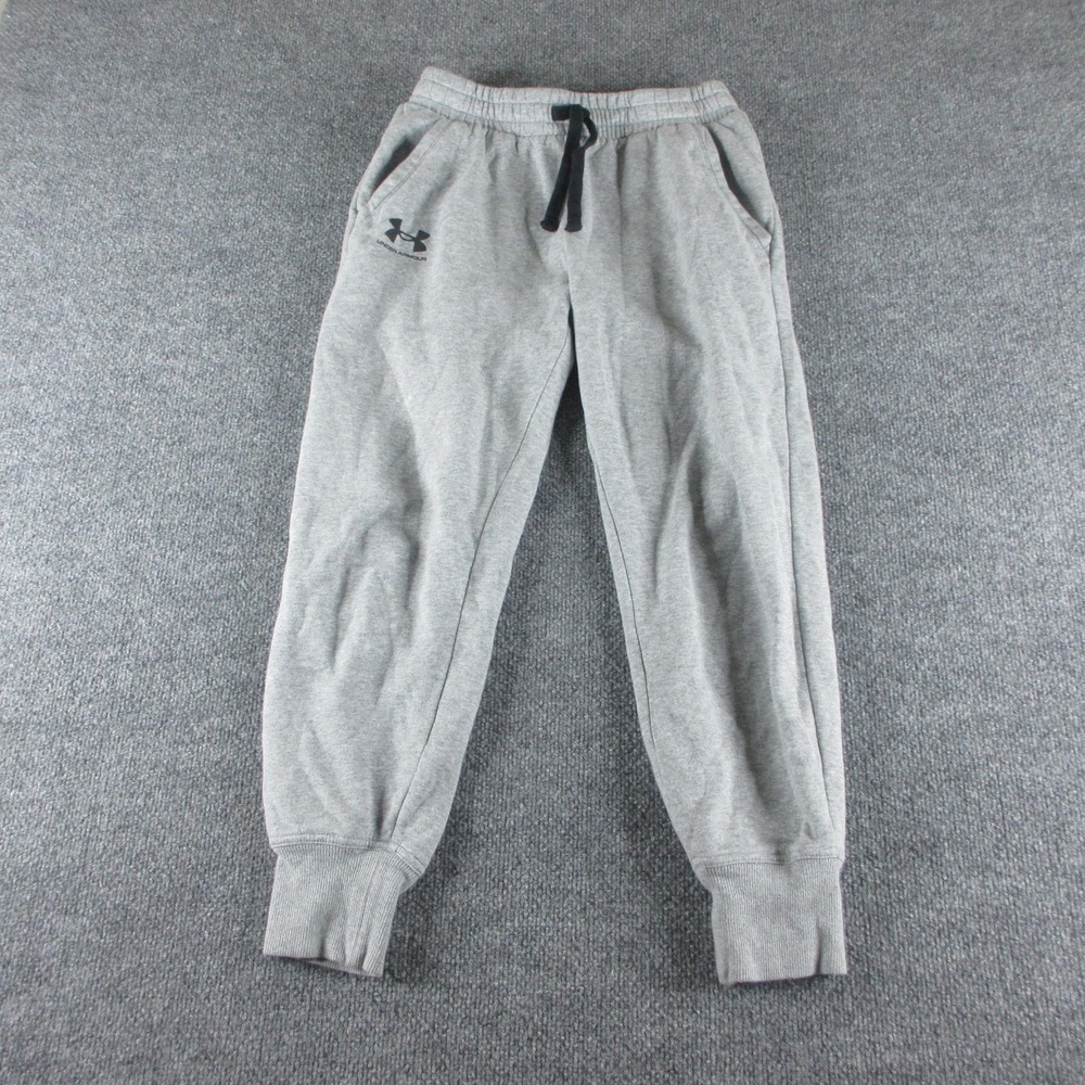 Under Armour Sweatpants‎ Womens S Gray Fleece Joggers Elastic Waist Pockets Logo